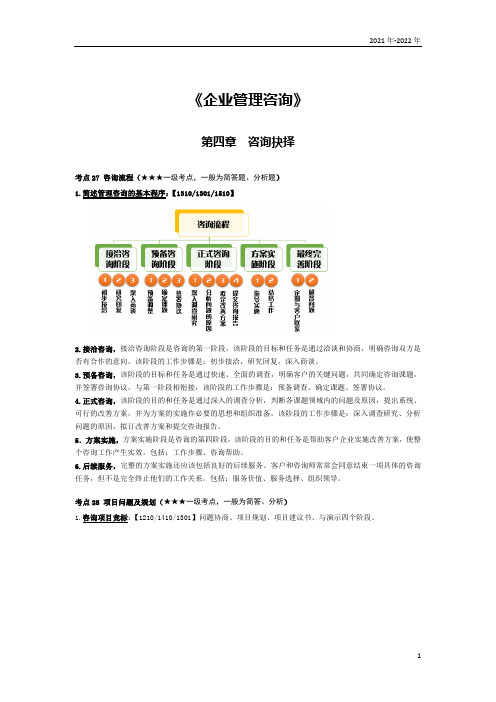 《企业管理咨询》第四章考点手册