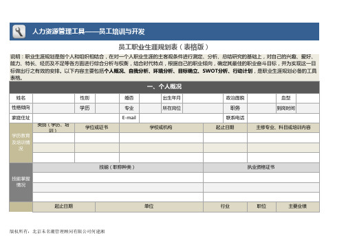 员工职业生涯规划表