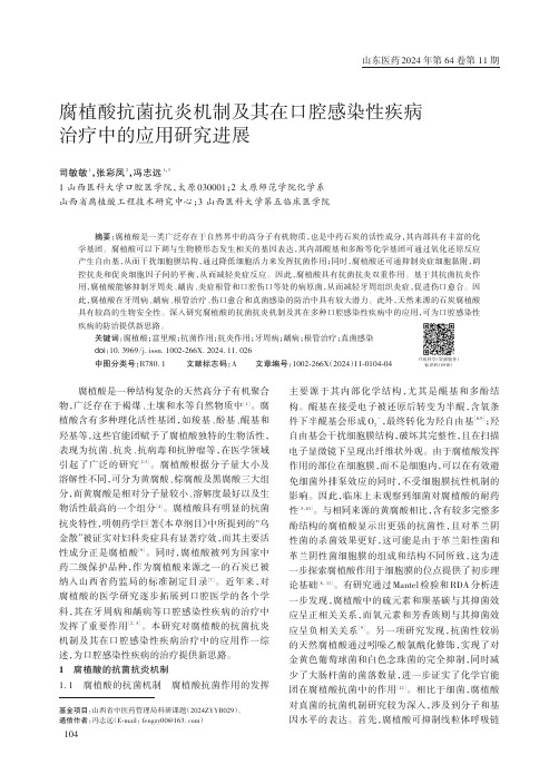 腐植酸抗菌抗炎机制及其在口腔感染性疾病治疗中的应用研究进展