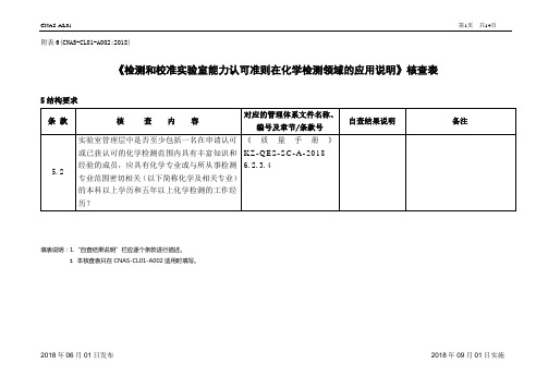 CNAS-CL01-A002：2018(化学)