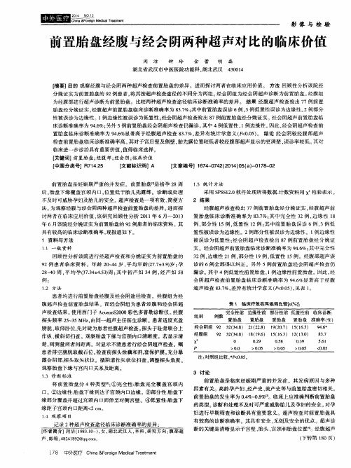 前置胎盘经腹与经会阴两种超声对比的临床价值