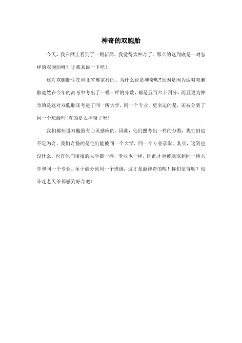 神奇的双胞胎_小学四年级作文350字
