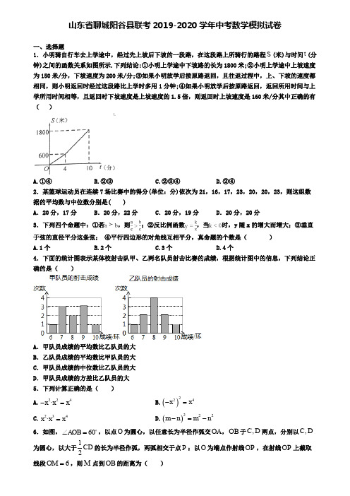 山东省聊城阳谷县联考2019-2020学年中考数学模拟试卷