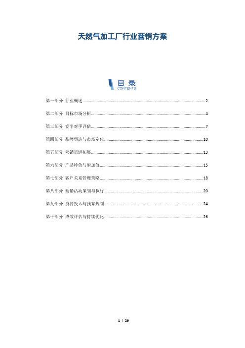 天然气加工厂行业营销方案