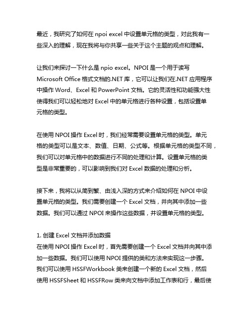 npio excel 设置单元格类型