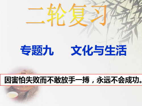 2019届高三政治二轮专题复习课件： 专题九   文化与生活(共11张PPT)