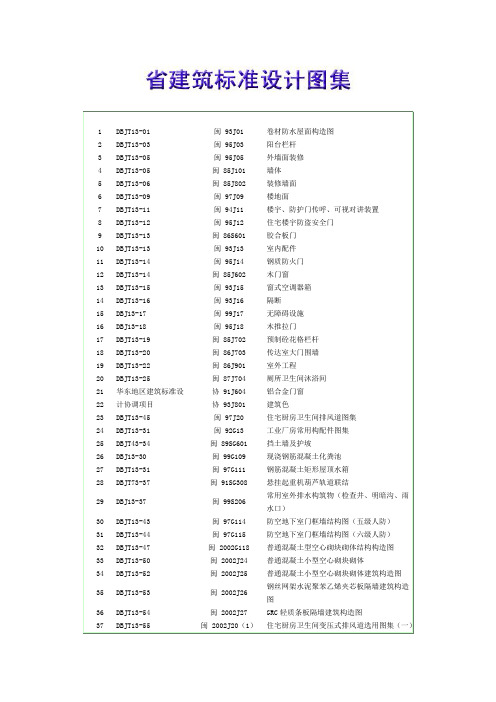 福建地方标准图集列表