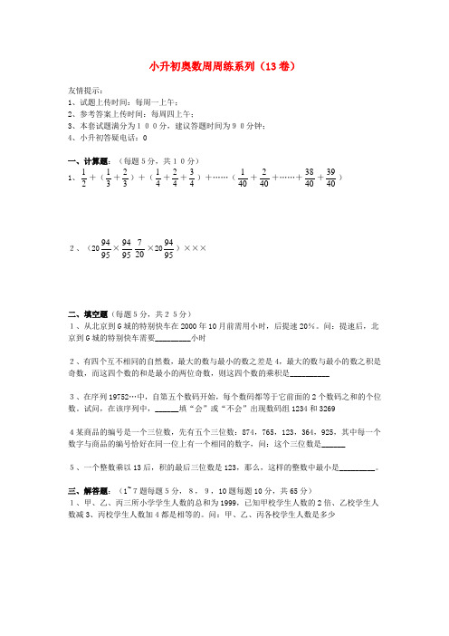 小升初奥数周周练13