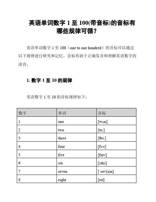 英语单词数字1至100(带音标)的音标有哪些规律可循？