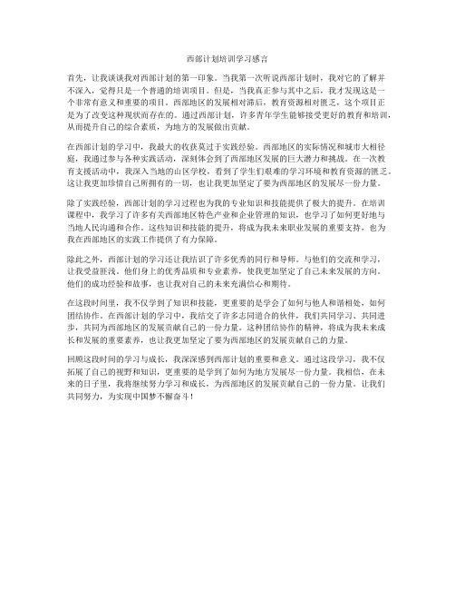 西部计划培训学习感言