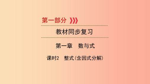 (陕西专用)2019中考数学总复习 第1部分 教材同步复习 第一章 数与式 课时2 整式(含因式分解