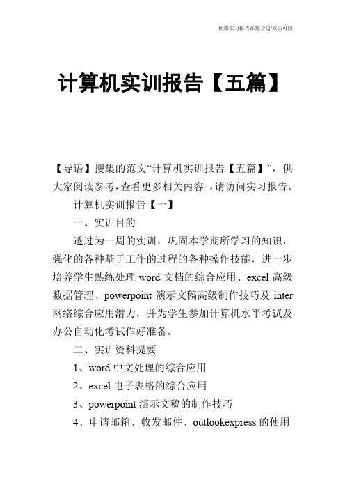 计算机实训报告【五篇】