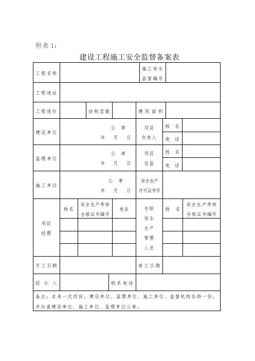 安全监督备案表