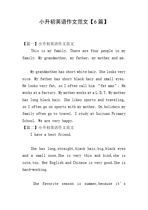 小升初英语作文范文【6篇】