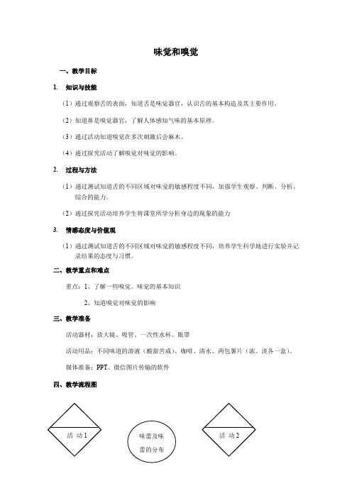 牛津上海版(五四学制)科学七年级上册11.4嗅觉味觉和触觉教案