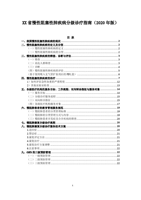 XX省慢性阻塞性肺疾病分级诊疗指南(2020年版)