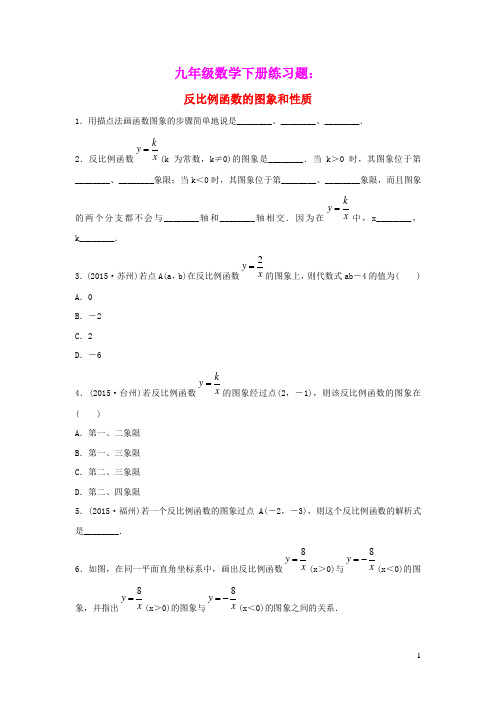 九年级数学下册第二十六章反比例函数26.1反比例函数拔高习题4新版新人教版(含参考答案)