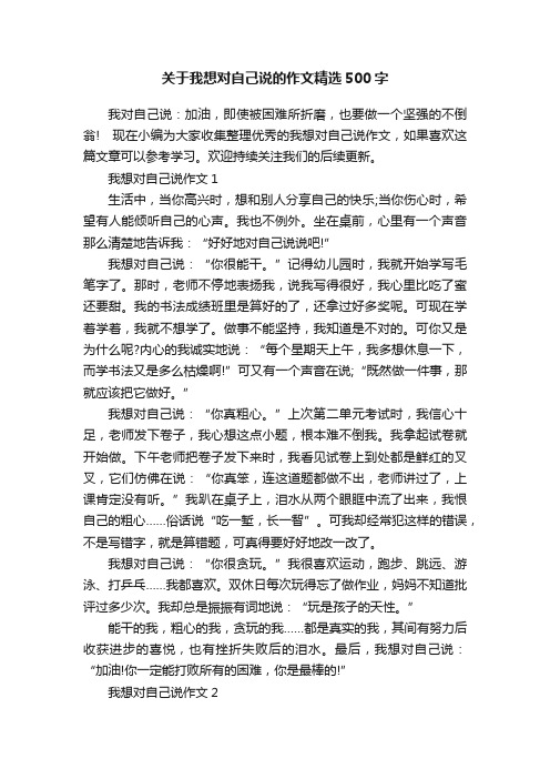 关于我想对自己说的作文精选500字