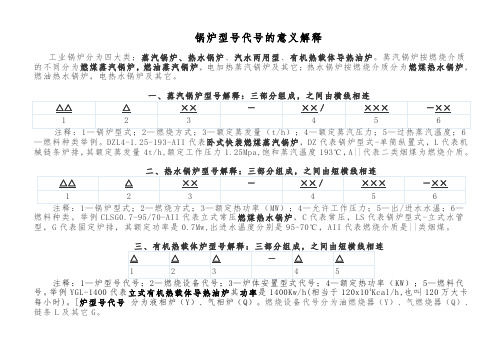 锅炉型号代号的意义解释