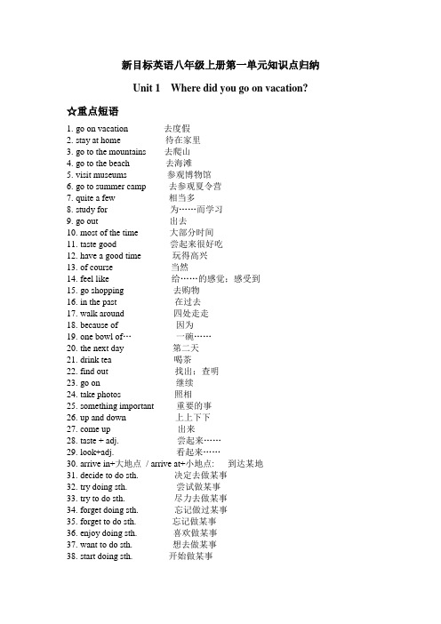 新目标英语八年级上册第一单元知识点归纳