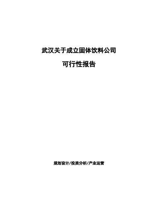 武汉关于成立固体饮料公司可行性报告