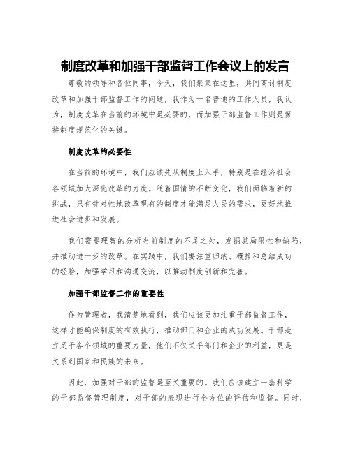 制度改革和加强干部监督工作会议上的发言