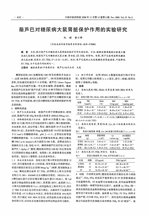 葫芦巴对糖尿病大鼠肾脏保护作用的实验研究