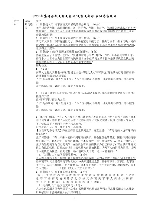 2013年文言文复习(文言文断句)归纳总集练习_______________安乡一中___龚德国