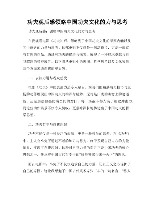 功夫观后感领略中国功夫文化的力与思考