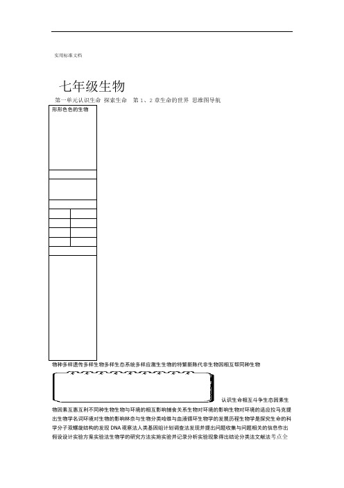 初中 生物 七年级 思维导图