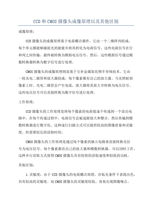 CCD和CMOS摄像头成像原理以及其他区别