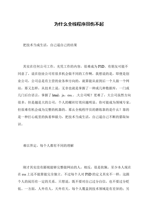 为什么全栈程序员伤不起