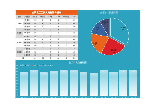 公司员工工龄人数统计分析表