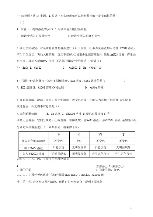 初中化学物质鉴别检验专题(20210315022626)