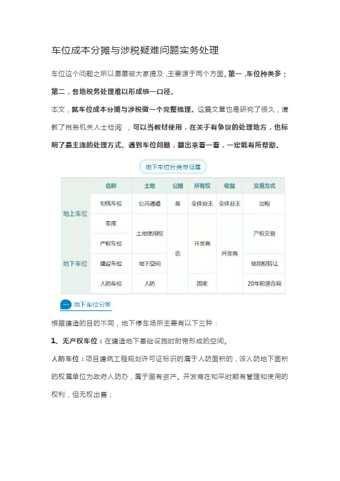 车位成本分摊与涉税疑难问题实务处理 (1)