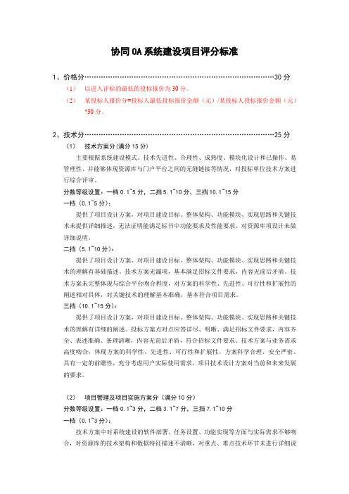 OA系统建设项目评分标准