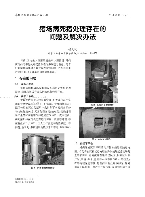 猪场病死猪处理存在的问题及解决办法