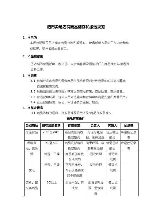 超市卖场店铺商品储存和搬运规范