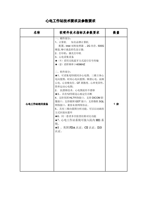 心电工作站技术要求及参数要求