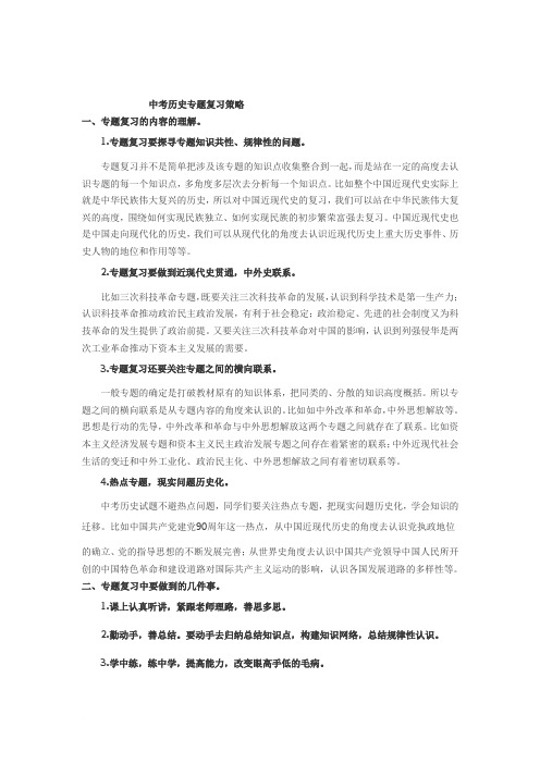 中考历史专题复习策略