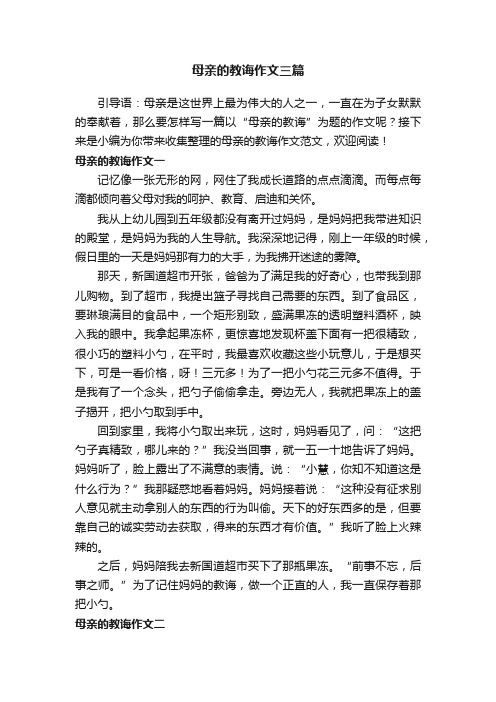 母亲的教诲作文三篇