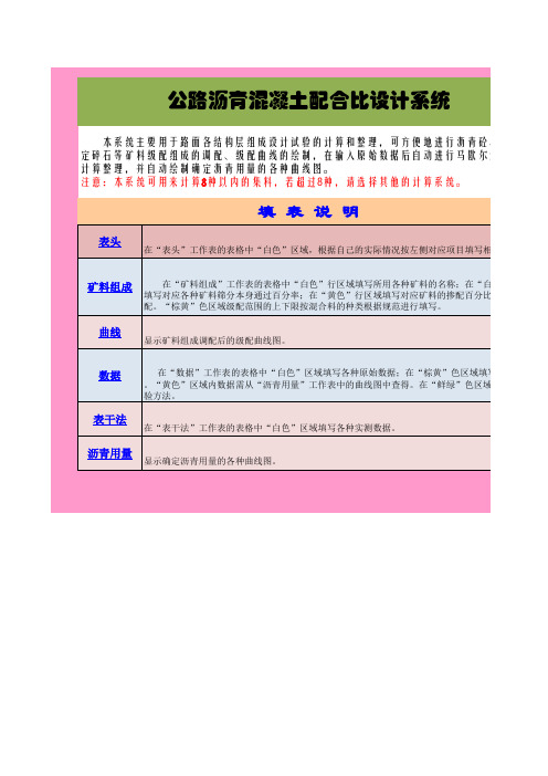 沥青混凝土配合比设计程序(8种矿料)