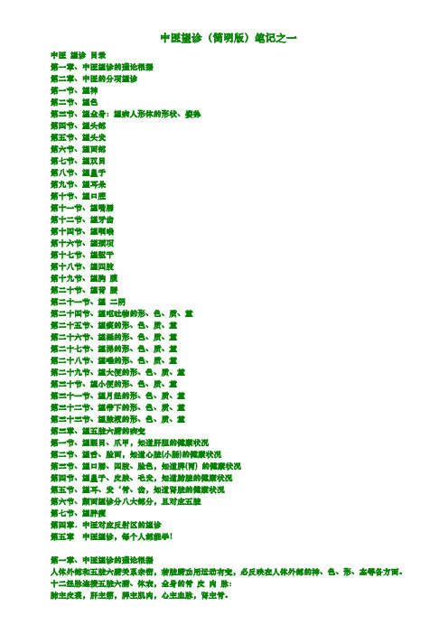 中医望诊(简明版)笔记之一