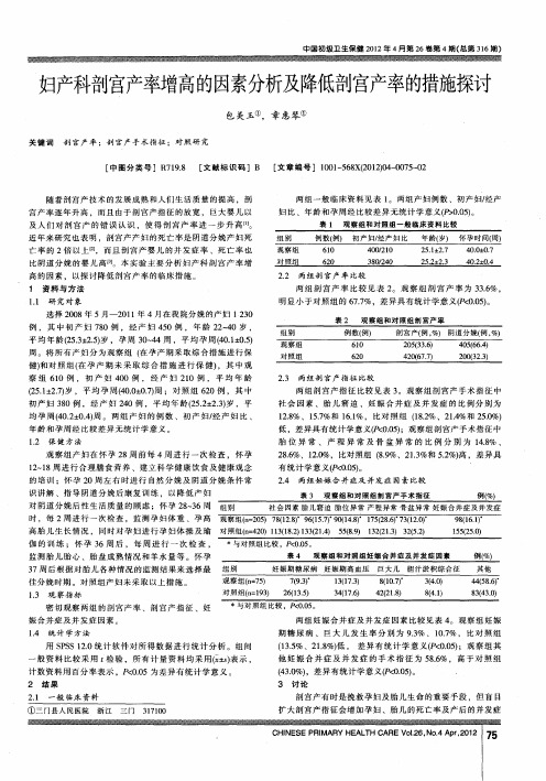 妇产科剖宫产率增高的因素分析及降低剖宫产率的措施探讨