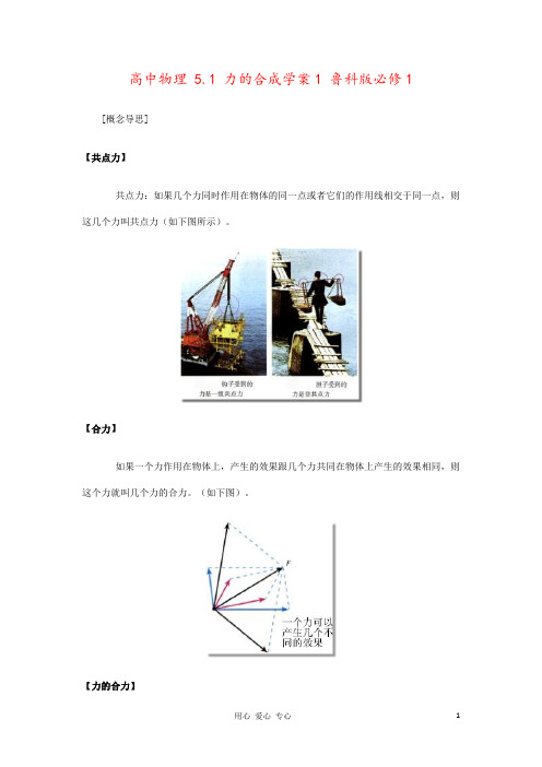 高中物理 5.1 力的合成学案1 鲁科版必修1