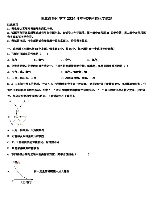 【提前招生】湖北省黄冈中学2024届中考冲刺卷化学试题含解析