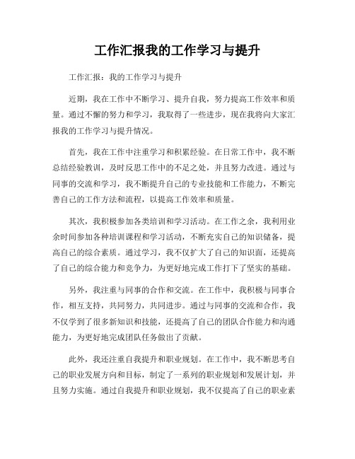 工作汇报我的工作学习与提升