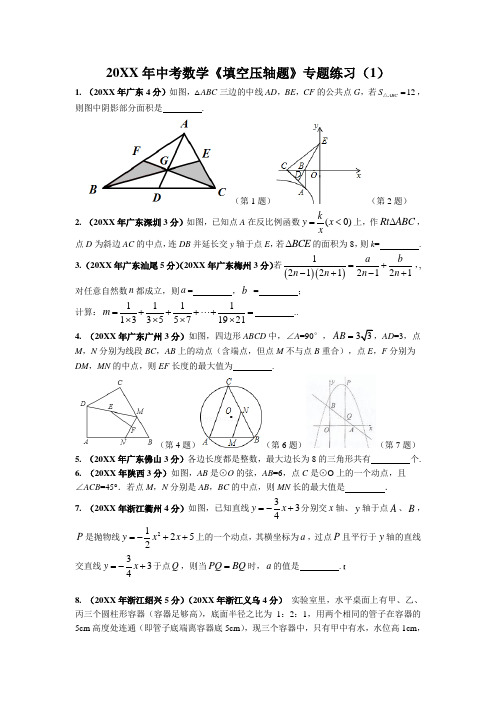 中考数学《填空压轴题》专题练习(含解析)