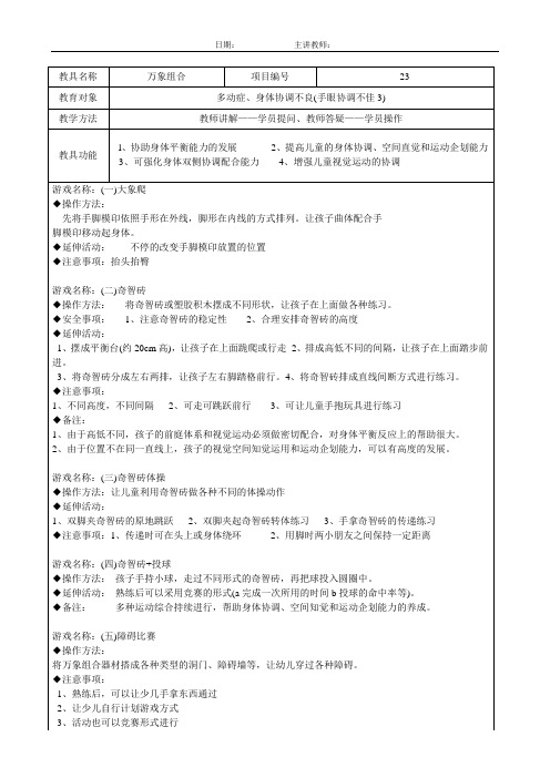 少儿感统训练教学计划——万象组合