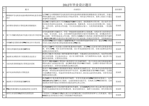 中国石油大学(华东)电气毕业设计题目